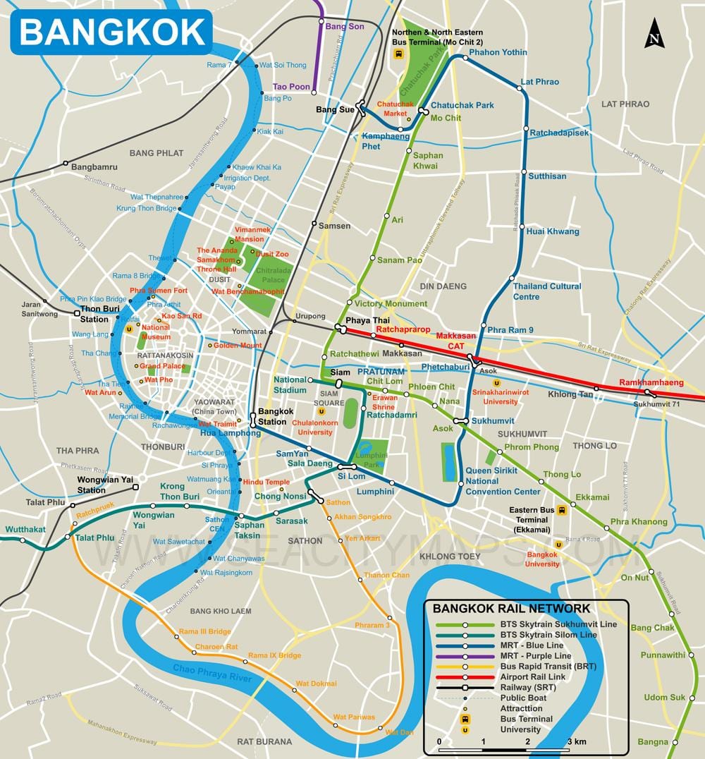 քարտեզ կենտրոնի քաղաքի Bangkok
