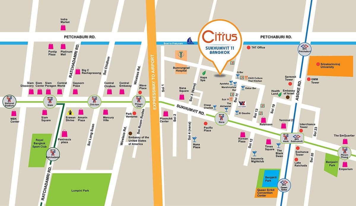 сукхумвит soi 11 Բանգկոկում քարտեզի վրա