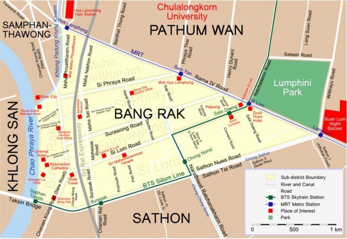 քարտեզ Բանգկոկի կարմիր լապտերների