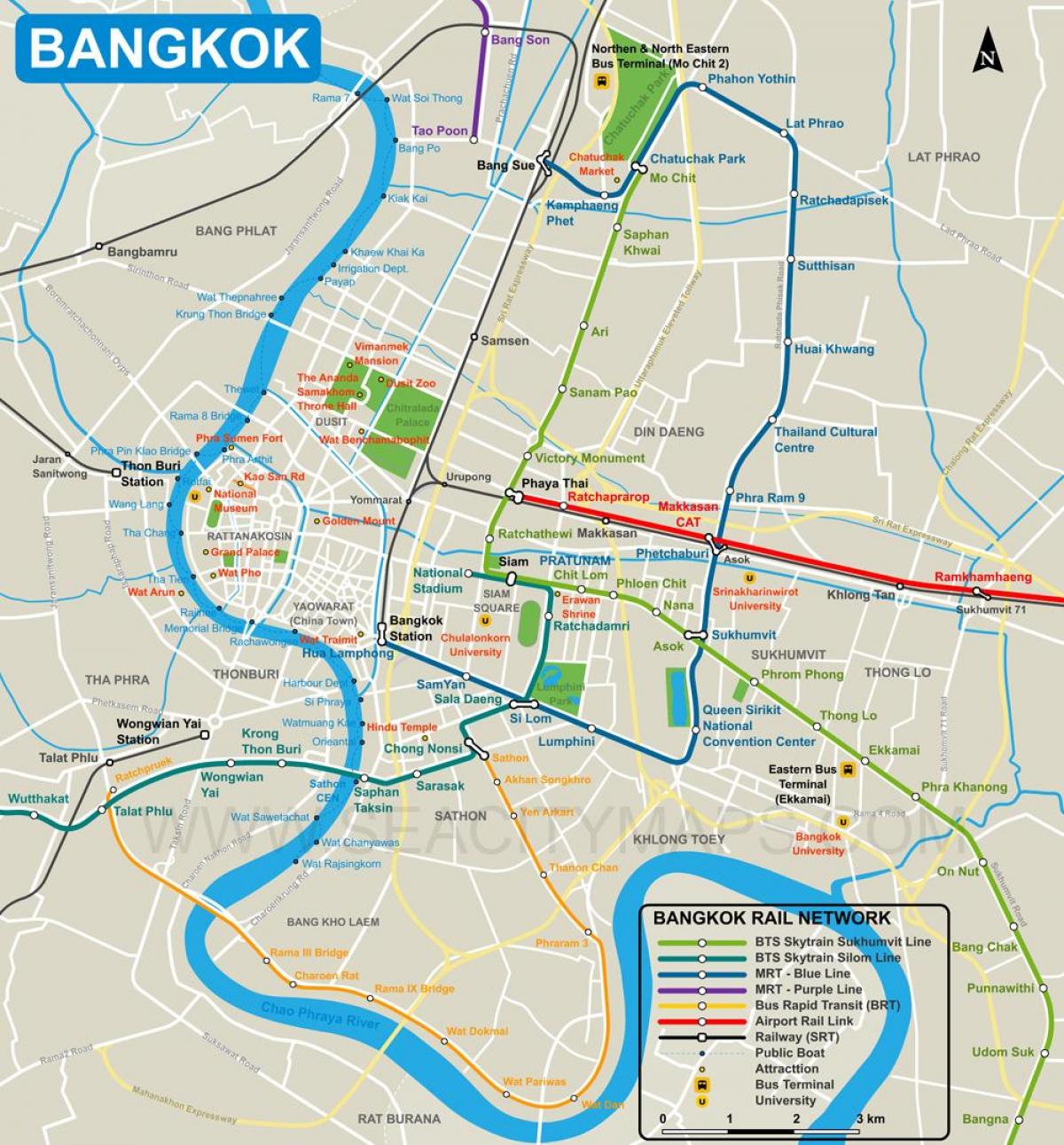 քարտեզ կենտրոնի քաղաքի Bangkok 
