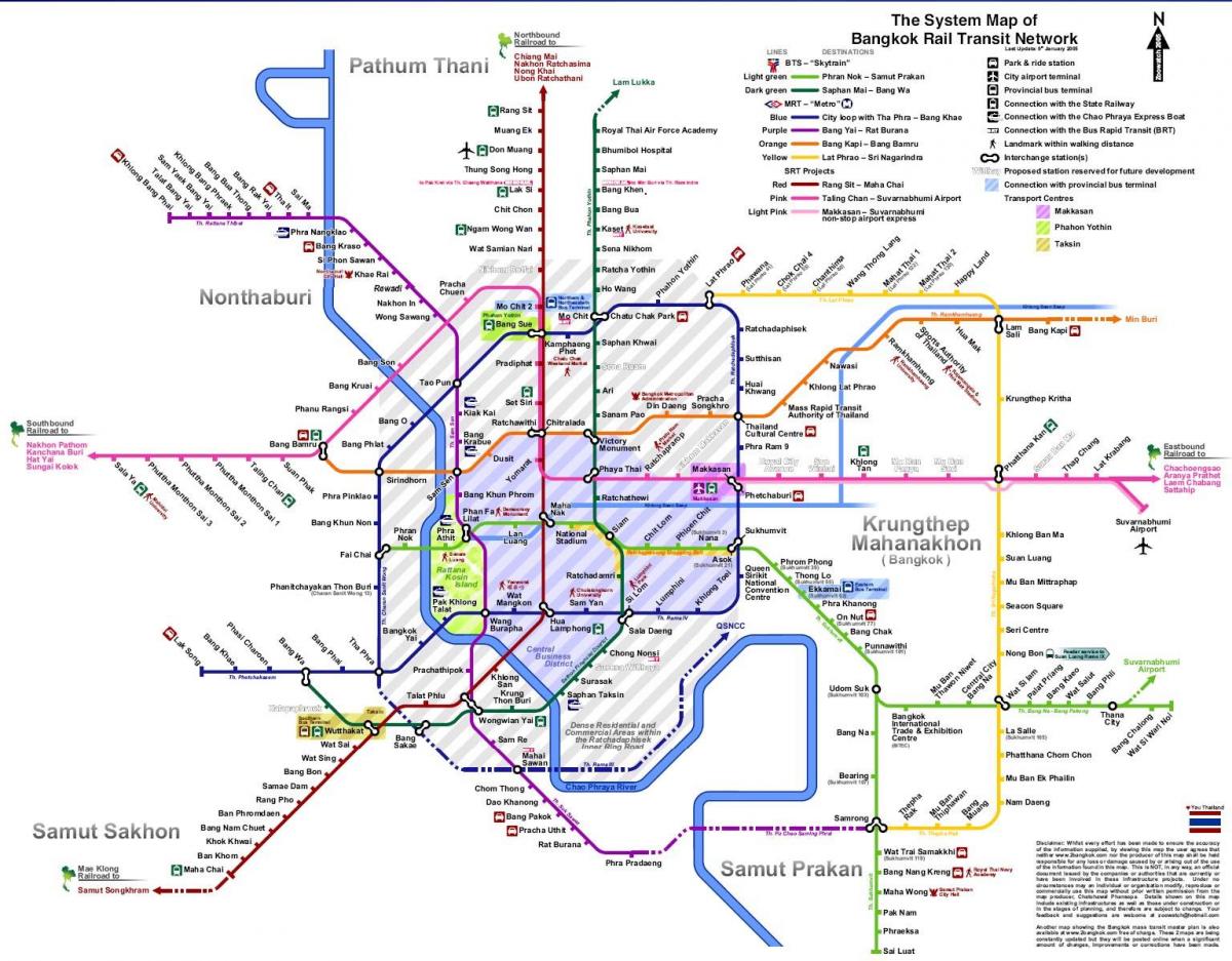 մետրոյի Bangkok: քարտեզ 2016